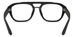 Shop Dolce & Gabbana DG Motif Wide Aviator Eyeglasses in Black online.
