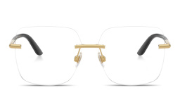 Shop Dolce & Gabbana Logo Signature Rimless Wide Square Eyeglasses in Gold online.