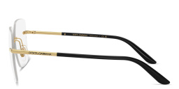 Shop Dolce & Gabbana Logo Signature Rimless Wide Square Eyeglasses in Gold online.