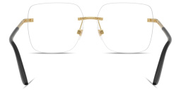 Shop Dolce & Gabbana Logo Signature Rimless Wide Square Eyeglasses in Gold online.