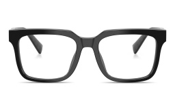Shop Dolce & Gabbana Logo Lettering Square Eyeglasses in Black online.