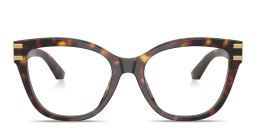 Shop Dolce & Gabbana DG Motif Wide Cat-Eye Eyeglasses in Havana online.