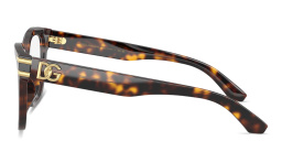 Shop Dolce & Gabbana DG Motif Wide Cat-Eye Eyeglasses in Havana online.