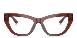 Dolce & Gabbana Logo Lettering Cat-Eye Eyeglasses in Transparent Bordeaux – Product Photo 1
