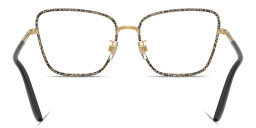 Shop Dolce & Gabbana Logo Lettering Wide Cat-Eye Eyeglasses in Gold online.
