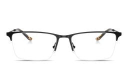 Emporio Armani Half-Rim Wide Rectangle Eyeglasses in Black – Product Photo 1
