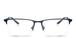 Emporio Armani Half-Rim Wide Rectangle Eyeglasses in Blue – Product Photo 1