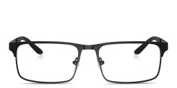 Emporio Armani Eagle Logo Wide Rectangle Eyeglasses in Black – Product Photo 1