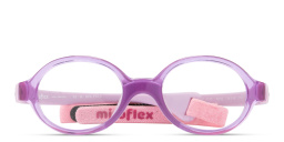 Shop Mira Flex Logo Kids Round Eyeglasses in Transparent Violet online.