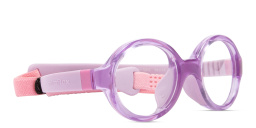 Shop Mira Flex Logo Kids Round Eyeglasses in Transparent Violet online.