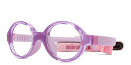Shop Mira Flex Logo Kids Round Eyeglasses in Transparent Violet online.