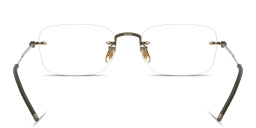 Shop OLIVER PEOPLES Unisex Rimless Rectangle Eyeglasses in Polished Gold online.
