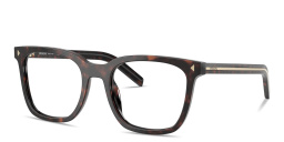 Shop PRADA Logo Lettering Square Eyeglasses in Tortoise online.