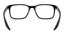 Shop Prada Linea Rossa Logo Lettering Square Eyeglasses in Black online.