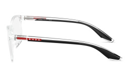 Shop Prada Linea Rossa Logo Signature Wide Pillow Eyeglasses in Clear online.