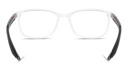 Shop Prada Linea Rossa Logo Signature Wide Pillow Eyeglasses in Clear online.