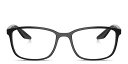 Shop Prada Linea Rossa Logo Signature Wide Pillow Eyeglasses in Shiny Black online.