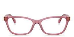 VERSACE Logo Signature Cat-Eye Eyeglasses in Transparent Red – Product Photo 1
