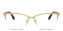 VERSACE Logo Signature Half-Rim Cat-Eye Eyeglasses in Gold – Product Photo 1