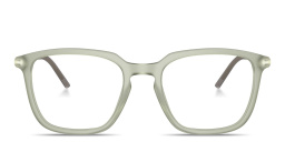 Shop Moncler Logo Signature Unisex Panthos Eyeglasses in Transparent Green online.