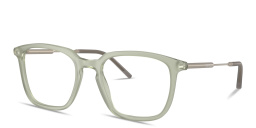 Shop Moncler Logo Signature Unisex Panthos Eyeglasses in Transparent Green online.