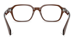 Shop Moncler Logo Signature Unisex Irregular Eyeglasses in Shiny Opal Brown online.