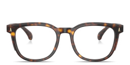 Shop Moncler Logo Signature Unisex Square Eyeglasses in Tortoise online.