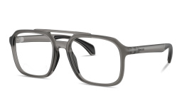 Shop Moncler Logo Signature Unisex Square Eyeglasses in Grey online.