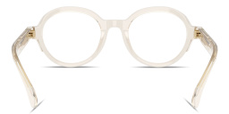 Shop Moncler Logo Signature Unisex Round Eyeglasses in Transparent Butter online.