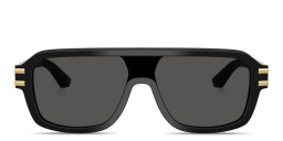 Shop Dolce & Gabbana DG Emblem Aviator Sunglasses in Black online.