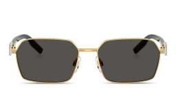 Shop Dolce & Gabbana Logo Signature Rectangle Sunglasses in Gold online.