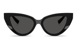Shop Dolce & Gabbana Logo Signature Cat-Eye Sunglasses in Black online.