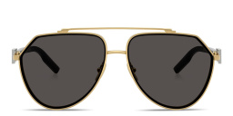 Shop Dolce & Gabbana Logo Signature Aviator Sunglasses in Gold online.