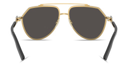 Shop Dolce & Gabbana Logo Signature Aviator Sunglasses in Gold online.
