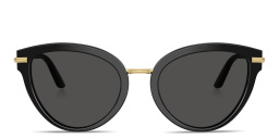 Shop Dolce & Gabbana Engraved Logo Cat-Eye Sunglasses in Black online.
