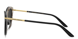 Shop Dolce & Gabbana Engraved Logo Cat-Eye Sunglasses in Black online.