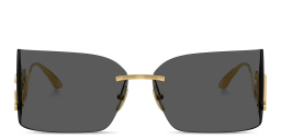 Shop Dolce & Gabbana DG Motif Wide Rimless Rectangle Sunglasses in Gold online.