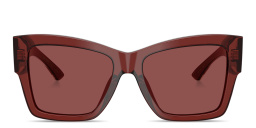 Shop Dolce & Gabbana Logo Print Square Sunglasses in Transparent Bordeaux online.