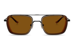 Shop Emporio Armani Eagle Logo Square Sunglasses in Black online.