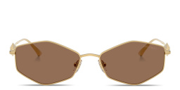 Shop JIMMY CHOO Engraved Logo Oval Sunglasses in Gold online.
