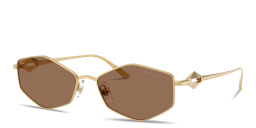 Shop JIMMY CHOO Engraved Logo Oval Sunglasses in Gold online.