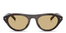 Shop PRADA Logo Signature Irregular Sunglasses in Tortoise online.