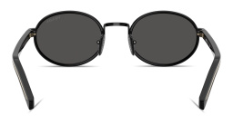 Shop PRADA Logo Lettering Oval Sunglasses in Black online.