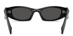 Shop PRADA Logo Signature Oval Sunglasses in Black online.