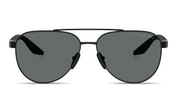 Shop Prada Linea Rossa Logo Signature Aviator Sunglasses in Black online.