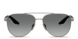 Shop Prada Linea Rossa Logo Signature Aviator Sunglasses in Matte Grey online.
