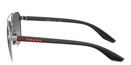 Shop Prada Linea Rossa Logo Signature Aviator Sunglasses in Matte Grey online.