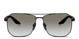 Shop Prada Linea Rossa Logo Signature Pilot Sunglasses in Black online.