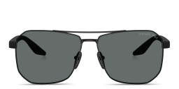 Shop Prada Linea Rossa Logo Signature Pilot Sunglasses in Black online.