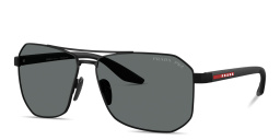 Shop Prada Linea Rossa Logo Signature Pilot Sunglasses in Black online.